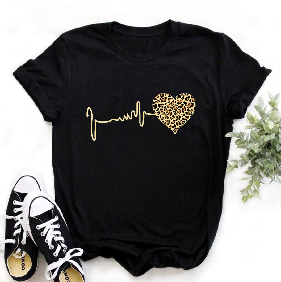 Summer-New-90-s-Leopard-Heartbeat-Short-Sleeve-Print-Clothing-Women-s-T-Shirt-Harajuku-Graphic